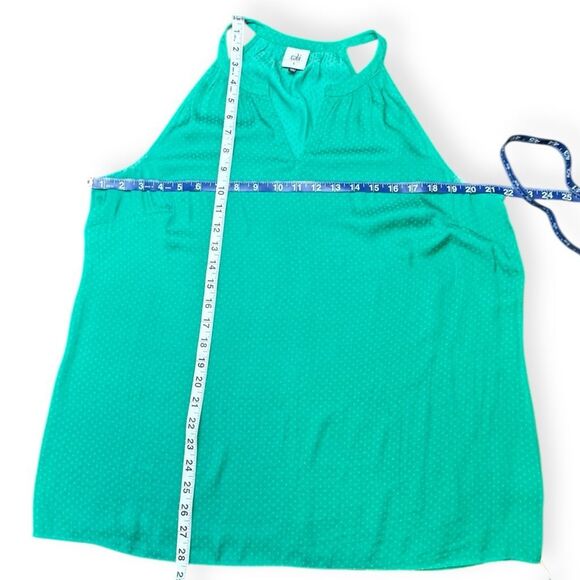 CABI Women’s Green Swiss Dot Sleeveless Racerback Blouse Size Large Style #5549 - Picture 7 of 7